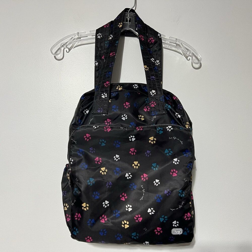 LUG Ranger XL Packable Travel Tote Bag Trolley Sleeve Puppy Dog Paws Black